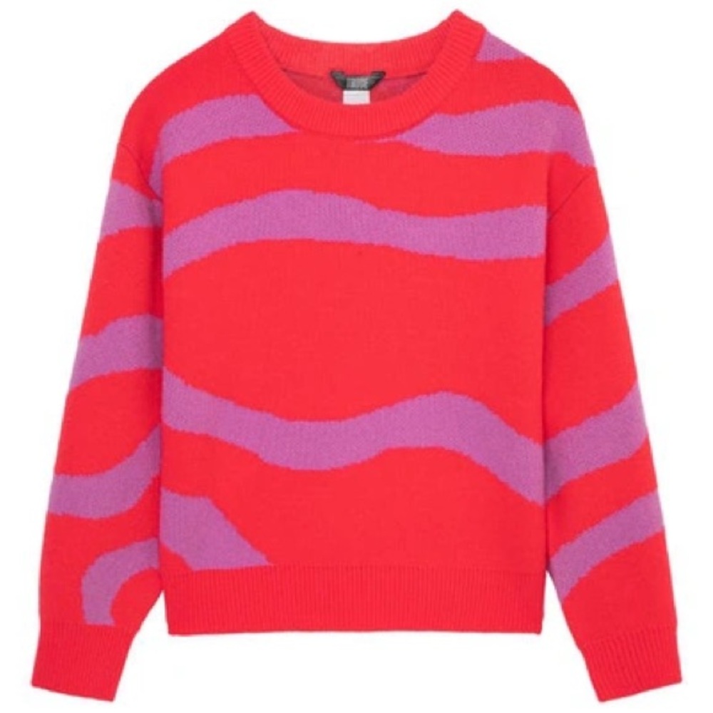 Girls Large 14 Truce Red and Purple Striped Sweater